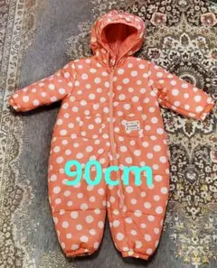 UZULAND オレンジ 水玉 フード付きジャンプスーツ 90cm