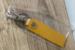 牛革 ★ リング＆フック付 キーホルダー イエロー