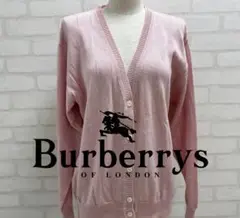 ★美品★ Burberrys ピンク Vネック カーディガン 綿 麻