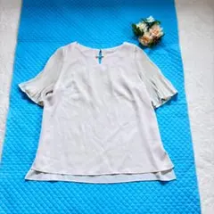 極美品》ローズティアラ 46 大きいサイズ レース襟 七分袖ブラウス 