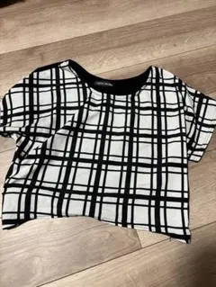 チェック柄 クロップド丈Tシャツ 半袖