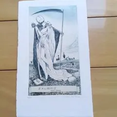 アルフォンスイノウエ　ベルフィーユ　アルフォンス井上　山本六三　蔵書票　銅版画 アルフォンス・イノウエ 銅版画蔵書票「窓辺の少女Ⅱ」入荷いたしまし