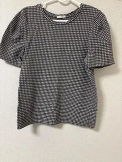 GUグレー チェック柄 半袖Tシャツ