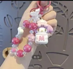 キーホルダー　マイメロディー　シリコン　ビーズ　ストラップ　じゃらじゃら