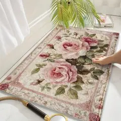 薔薇 バスマット 玄関マット 室内 花柄 ふわふわのサムネイル