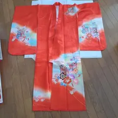 オレンジ色の着物セット 100cm~