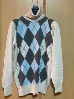 ジョンスメドレー　アーガイル　タートルネックニット　Ｓ