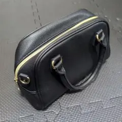 grove ブラックレザーハンドバッグ ゴールドファスナー　ショルダーバッグ　黒