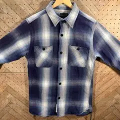 Knackered/ヒース ナッカード 厚手ネルシャツ L 青紺 美品