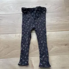 ダークベージュ花柄リブレギンス 18-24ヶ月