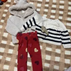 GAPベビー服まとめ売り　ハート柄レギンスとストライプセーター、ボアアウター