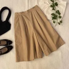 【美品✨】ローリーズファーム ウエストタックワイドハーフパンツ ベージュ