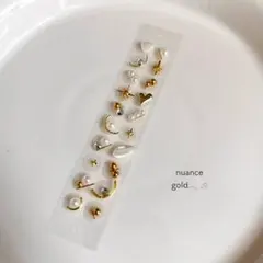 耳ツボジュエリー 耳ツボシート ニュアンス パール 天然石 月 星 ゴールド