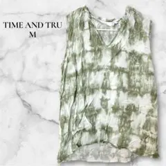 匿名配送✨TIME AND TRU【M】オリーブグリーン タイダイ ノースリーブ