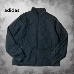 00s adidas キルティングジャケット 刺繍 ショートブルゾン ブラック