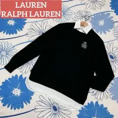 【希少】ラルフローレン　ロゴ　ワッペン　レイヤード　シャツ　ニット　セーター