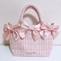 Maison de FLEUR ボリュームリボン トートバッグ S ピンク