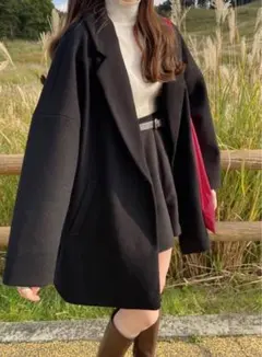 GRL ルーズテーラードコート　ze585 ブラック