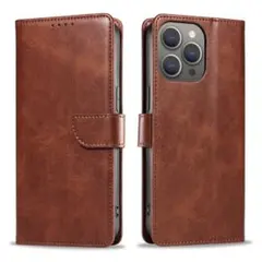 iphone12/12proケース　手帳型　スタンドスマホケースブラウン