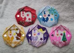 ハンドメイド 折り紙 クリスマスミニリース 5個セット ①のサムネイル
