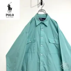 超人気❗️ラルフローレン　ワークシャツ　XL 90s古着希少レア長袖ビンテージ