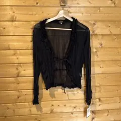 クロスプラス　カーディガン　シースルー　透け感あり　ブラック