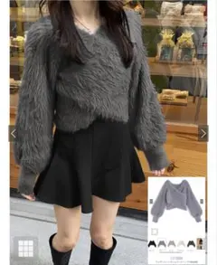 フェザーニットカシュクールトップス GRL