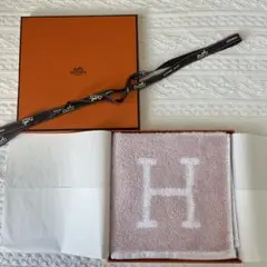 【新品未使用】HERMÈS エルメス アヴァロン タオルハンカチ ピンク