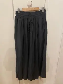 【美品】グローバルワーク　さらさらリラックスフレアワイドパンツ　ネイビー　M