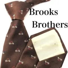 BROOKS BROTHERS ブラウン 茶 白 赤 小紋柄 アニマル 刺繍