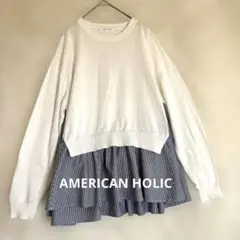 【AMERICAN HOLIC 】ドッキング ストライププルオーバー L 438