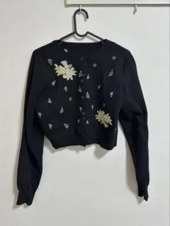 WILLFULLY ブラック刺繍クロップドカーディガン Mのサムネイル