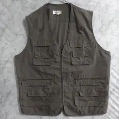 125　Olympina　アウトドアベスト　10XL　黄土色灰　ビック　US古着