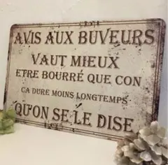 フランス アンティークフィニッシュプリント看板 アイアンプレート