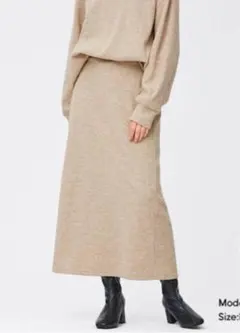 【新品 未使用】GU ブラッシュドリブナローロングスカート S