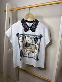 馬プリントオーバーサイズTシャツ