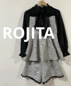 ロジータ　ROJITA　BIGリボンツイードセットアップ　フリーサイズ　ブラック