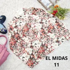 ✨美品✨シルク✨カシミヤ✨♥EL MIDAS♥薄手ニット（L）花柄/ハイネック