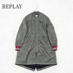 リプレイ【中綿入り】ロングMA-1コート フライトジャケット カーキ色 春秋冬