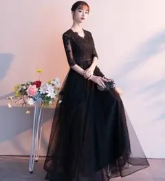 ロングドレス 結婚式 フォーマル 袖付き 大人 ピアノ 発表会 結婚式ドレス