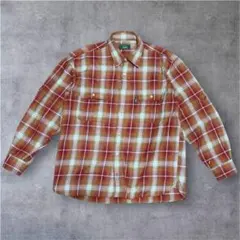 vintageチェックシャツ 長袖 メンズ コットン カジュアル ネルシャツ