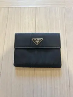 PRADA 二つ折り財布　ナイロン×レザー　サフィアーノ　ブラック
