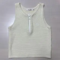 【中古】 MOUSSY ジップアップ ノースリーブ ニット ホワイトのサムネイル