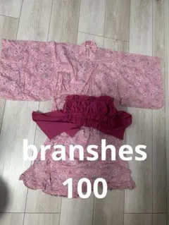 branshes ブランシェス　浴衣ドレス ピンク 花柄 帯付きのサムネイル