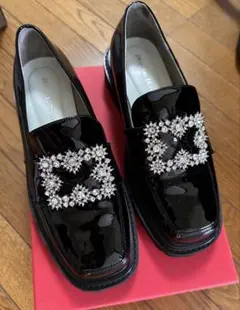 オリエンタルトラフィック/ビジュー付きブラックローファー厚底