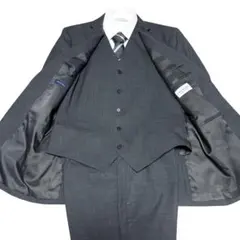 極美品 レミュー 3ピース ウォッシャブルスーツ グレー A6 Lサイズ