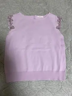 WILLSELECTION ノースリーブニット 刺繍 パープルのサムネイル