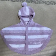 【gelato piqué】フード付きポンチョ　ピンク×ホワイト
