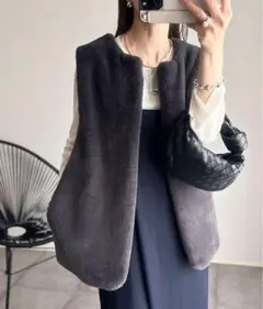 ベスト ジレ フェイクファーベスト 美品