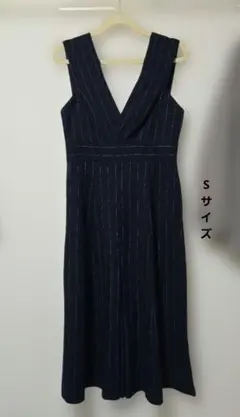 H&M　ネイビー ストライプ Vネック ワンピース Sサイズ